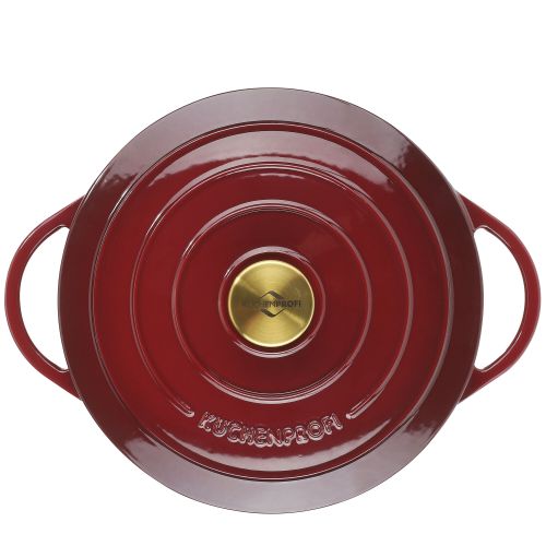 Garnek do zapiekania Kuchenprofi Provence, emaliowane żeliwo, 4,2 l, śred. 24 x 11,5 cm, ciemnoczerwony/mosiądzowy