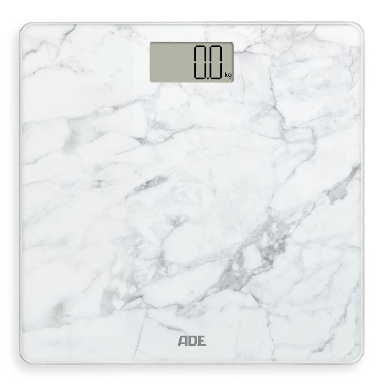 Waga łazienkowa ADE Amina, do 180 kg, 30 x 30 cm, marmurowy wzór, biała