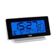 Budzik elektroniczny z kalendarzem i termometrem ADE, 12,5 x 4 x 8,5 cm, czarny