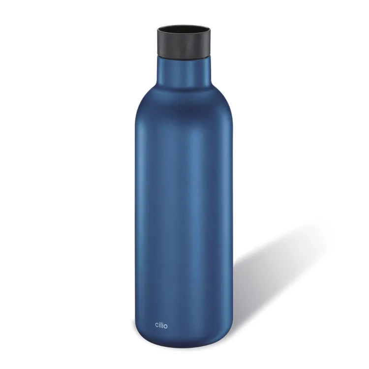 Butelka termiczna Cilio Deluxe, stal nierdzewna, 0,65 l, śred. 8 x 24,5 cm, niebieska matowa