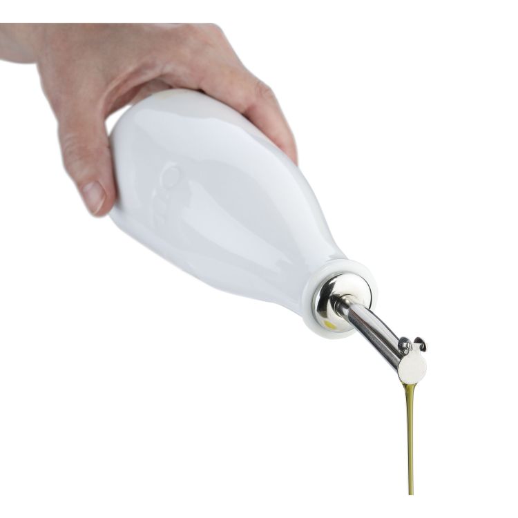 Dozownik do oliwy Cilio Oil, porcelana/stal nierdzewna, 0,25 l, śred. 7 x 23,5 cm
