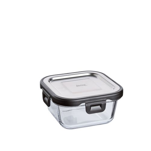Pojemnik na żywność Spring Tools Fusion2+, szkło borokrzemowe/stal nierdzewna, 0,32 l, 11,5 x 11,5 x 6 cm