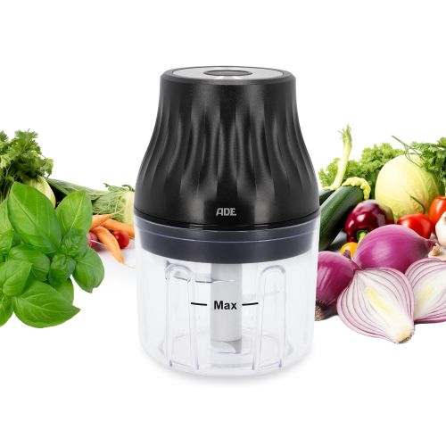 Mini-siekacz elektryczny, ładowany przez USB ADE, 0,15 l, śred. 9 x 13,5 cm, czarny