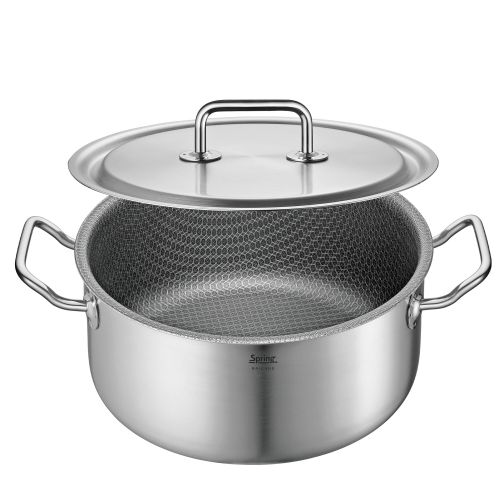 Garnek niski z powłoką nieprzywierającą Spring Cut Resist Pure, stal nierdzewna, śred. 24 cm, 4,7 l