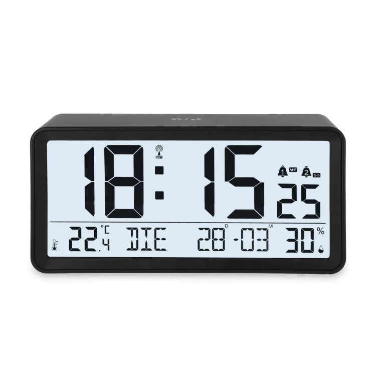 Zegar elektroniczny z dużym wyświetlaczem ADE, 19 x 5 x 9 cm, czarny