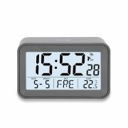 Zegar elektroniczny z kalendarzem i termometrem ADE, 10,5 x 6,5 x 4 cm, szary