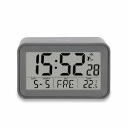 Zegar elektroniczny z kalendarzem i termometrem ADE, 10,5 x 6,5 x 4 cm, szary