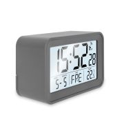 Zegar elektroniczny z kalendarzem i termometrem ADE, 10,5 x 6,5 x 4 cm, szary