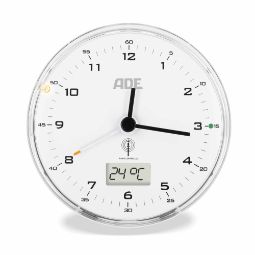 Zegar z termometrem ADE, śred. 8 x 4 cm, biały