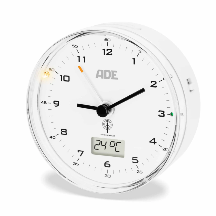 Zegar z termometrem ADE, śred. 8 x 4 cm, biały
