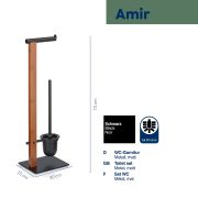 Zestaw toaletowy Kela Amir, bambus/stal, 22 x 18 x 70 cm