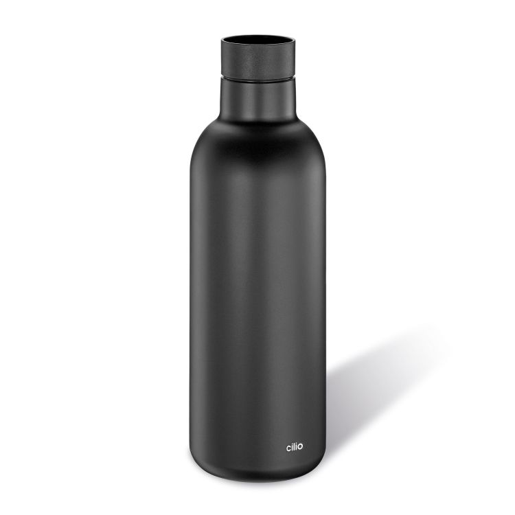 Butelka termiczna Deluxe Cilio, stal nierdzewna, 0,65 l, śred. 8 x 24,5 cm, czarna
