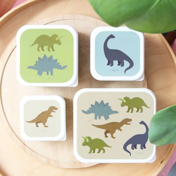 Lunchbox dla dzieci DINOSAURS - zestaw 4 szt / A Little Lovely Company