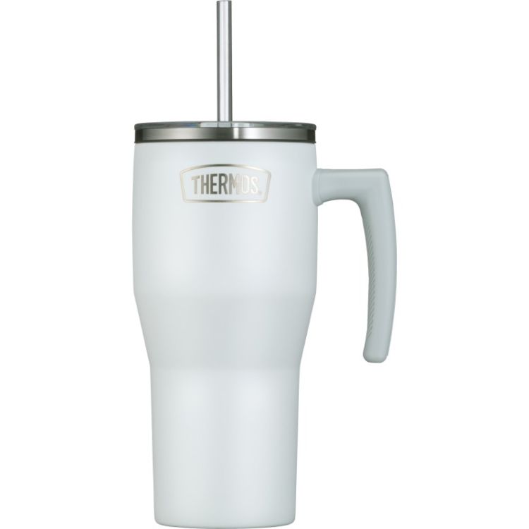 Termokubek Refreshing z uchwytem i słomką Thermos 850 ml - matowo biały