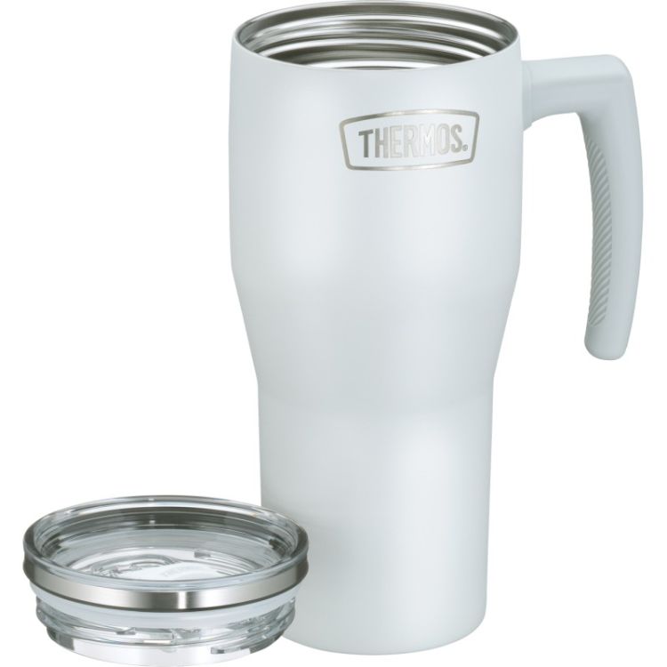 Termokubek Refreshing z uchwytem i słomką Thermos 850 ml - matowo biały