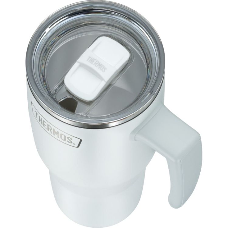 Termokubek Refreshing z uchwytem i słomką Thermos 850 ml - matowo biały
