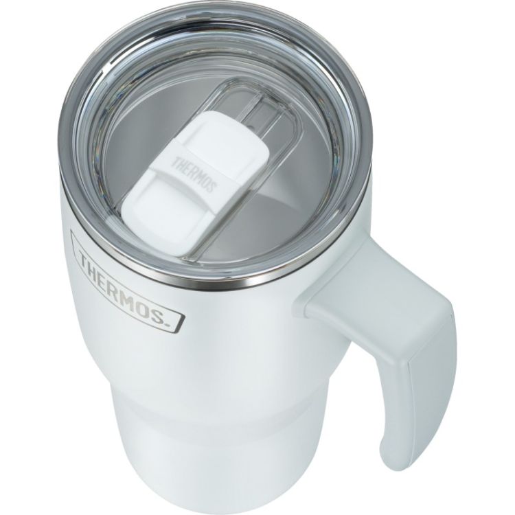 Termokubek Refreshing z uchwytem i słomką Thermos 850 ml - matowo biały