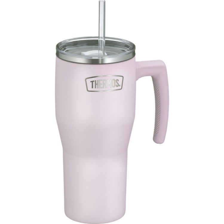 Termokubek Refreshing z uchwytem i słomką Thermos 850 ml - matowo lawendowy