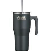 Termokubek Refreshing z uchwytem i słomką Thermos 850 ml - matowo czarny