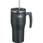 Termokubek Refreshing z uchwytem i słomką Thermos 850 ml - matowo czarny