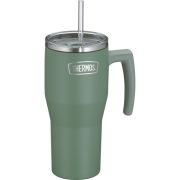 Termokubek Refreshing z uchwytem i słomką Thermos 850 ml - matowo zielony