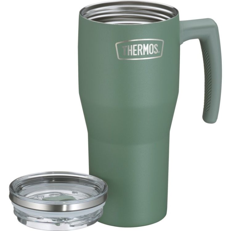 Termokubek Refreshing z uchwytem i słomką Thermos 850 ml - matowo zielony