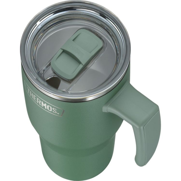 Termokubek Refreshing z uchwytem i słomką Thermos 850 ml - matowo zielony