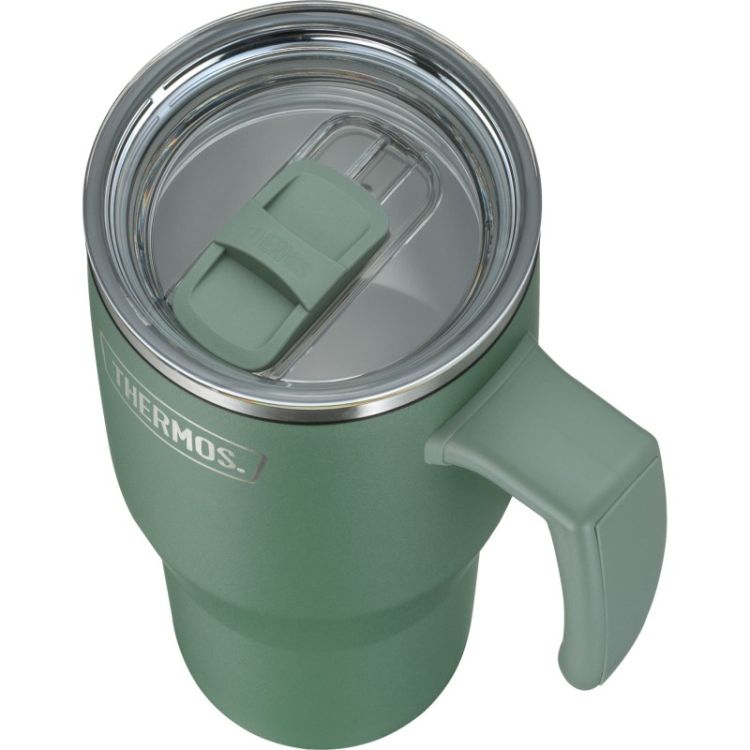 Termokubek Refreshing z uchwytem i słomką Thermos 850 ml - matowo zielony