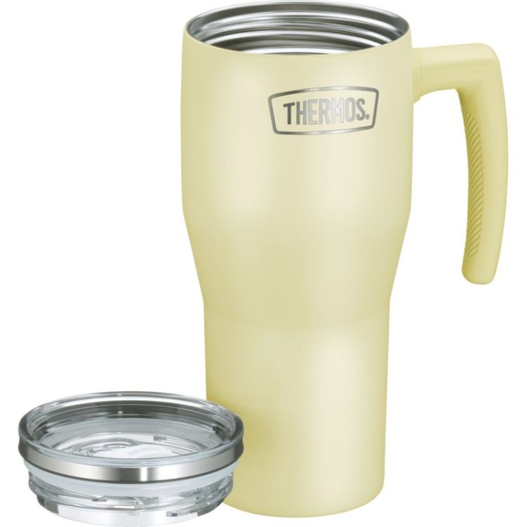 Termokubek Refreshing z uchwytem i słomką Thermos 850 ml - matowo waniliowy