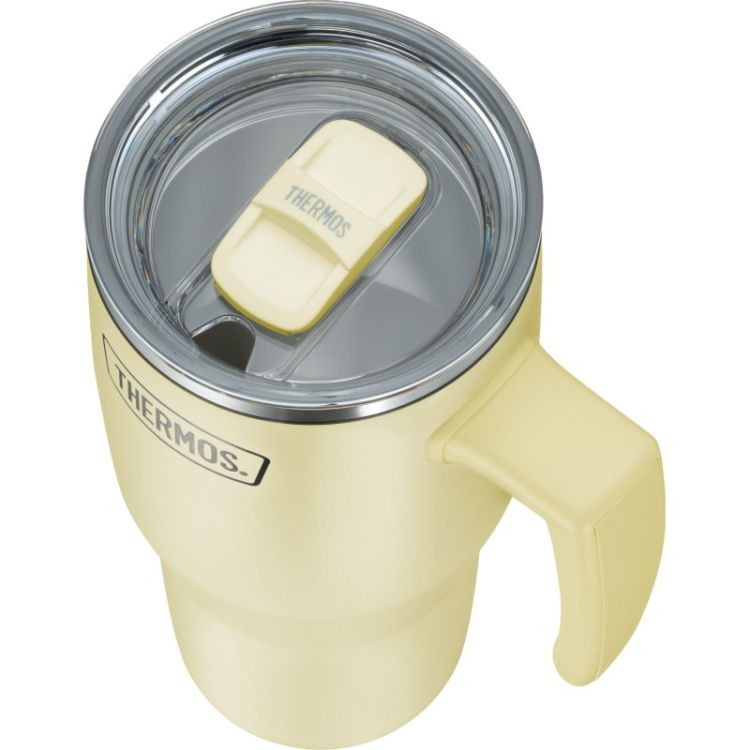 Termokubek Refreshing z uchwytem i słomką Thermos 850 ml - matowo waniliowy