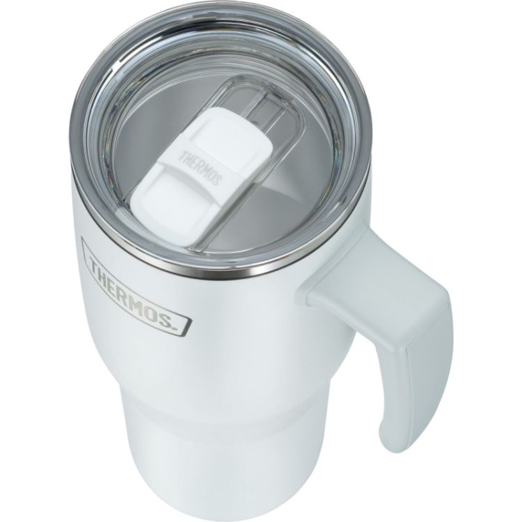 Termokubek Refreshing z uchwytem i słomką Thermos 1100 ml - matowo biały