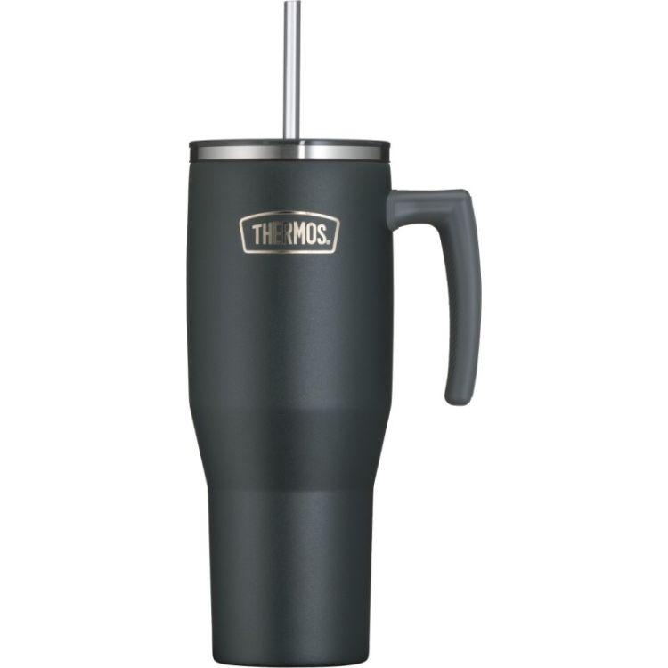Termokubek Refreshing z uchwytem i słomką Thermos 1100 ml - matowo czarny