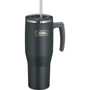 Termokubek Refreshing z uchwytem i słomką Thermos 1100 ml - matowo czarny