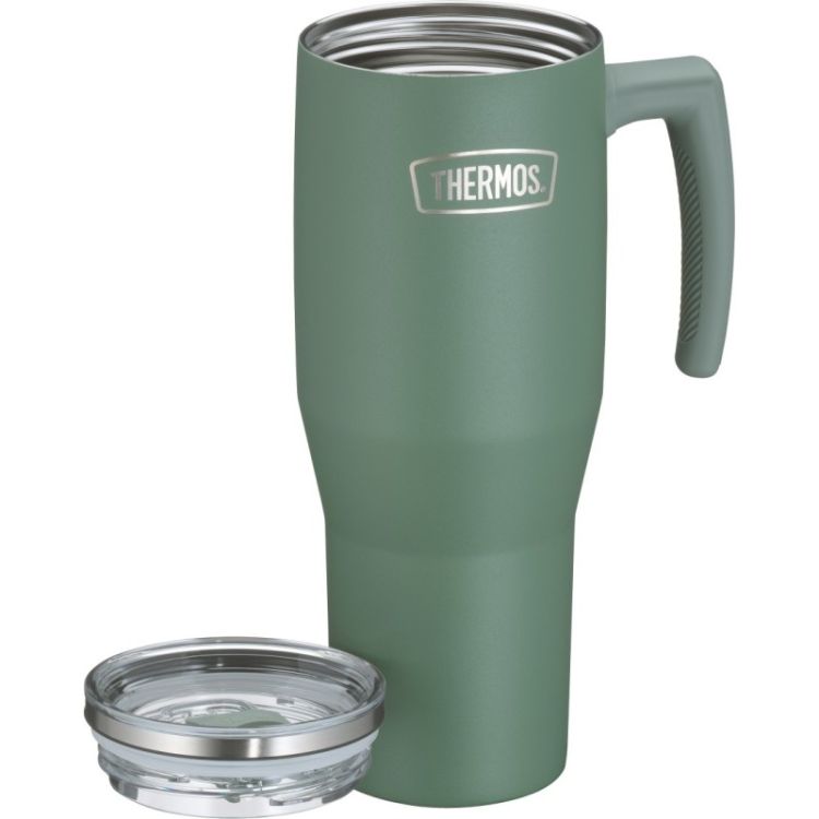 Termokubek Refreshing z uchwytem i słomką Thermos 1100 ml - matowo zielony