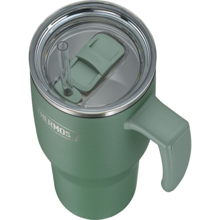 Termokubek Refreshing z uchwytem i słomką Thermos 1100 ml - matowo zielony