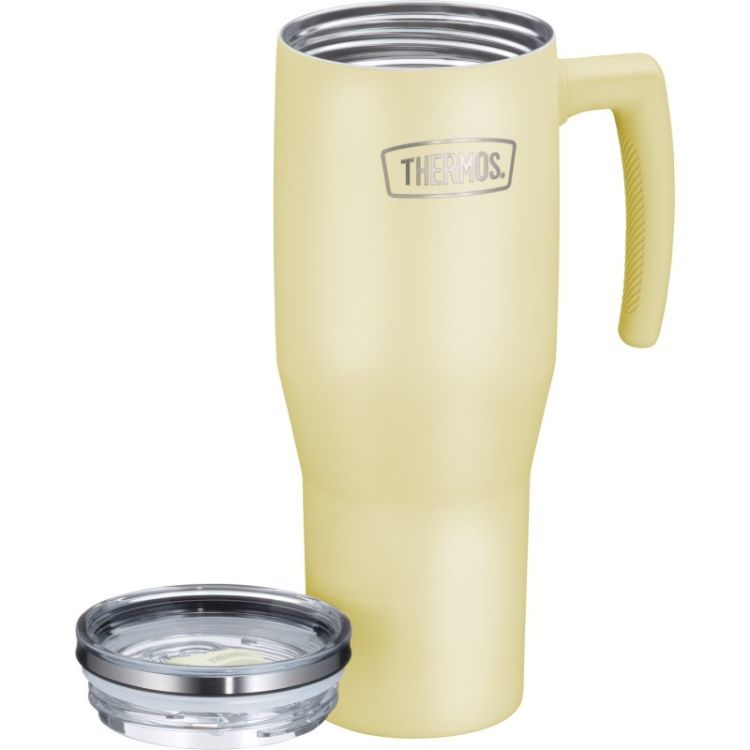 Termokubek Refreshing z uchwytem i słomką Thermos 1100 ml - matowo waniliowy