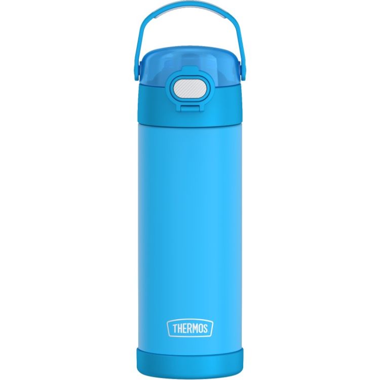 Termos dla dzieci z nakrętką nawadniającą Thermos 470 ml - neonowo niebieski
