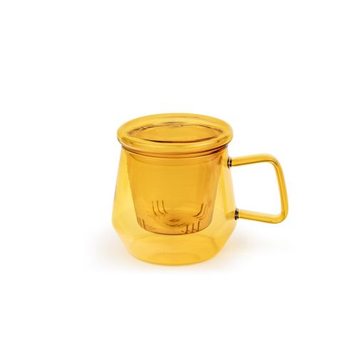 Kubek szklany z zaparzaczem Livorno 350ml - bursztynowy / Bredemeijer