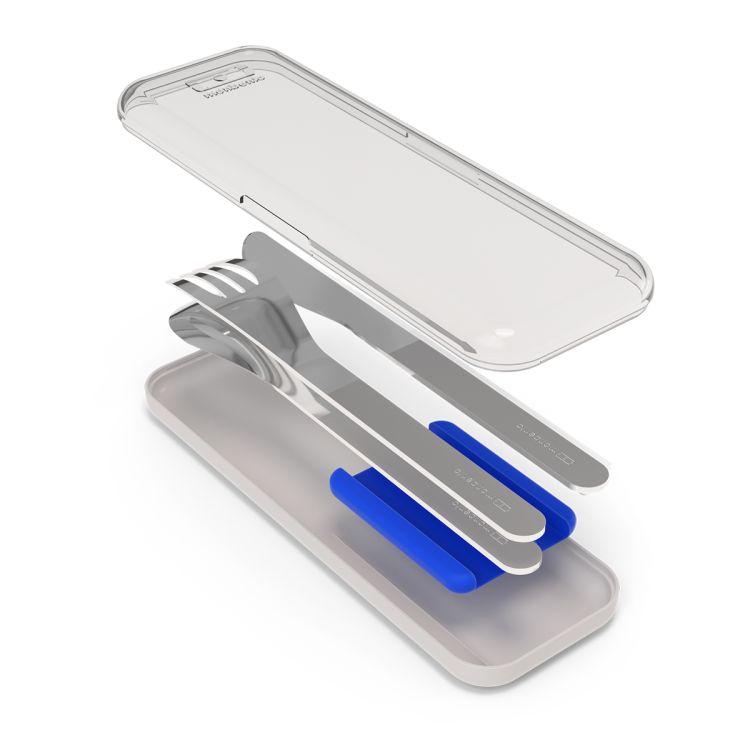 Slim Box sztućce na wynos w etui Blue / Monbento