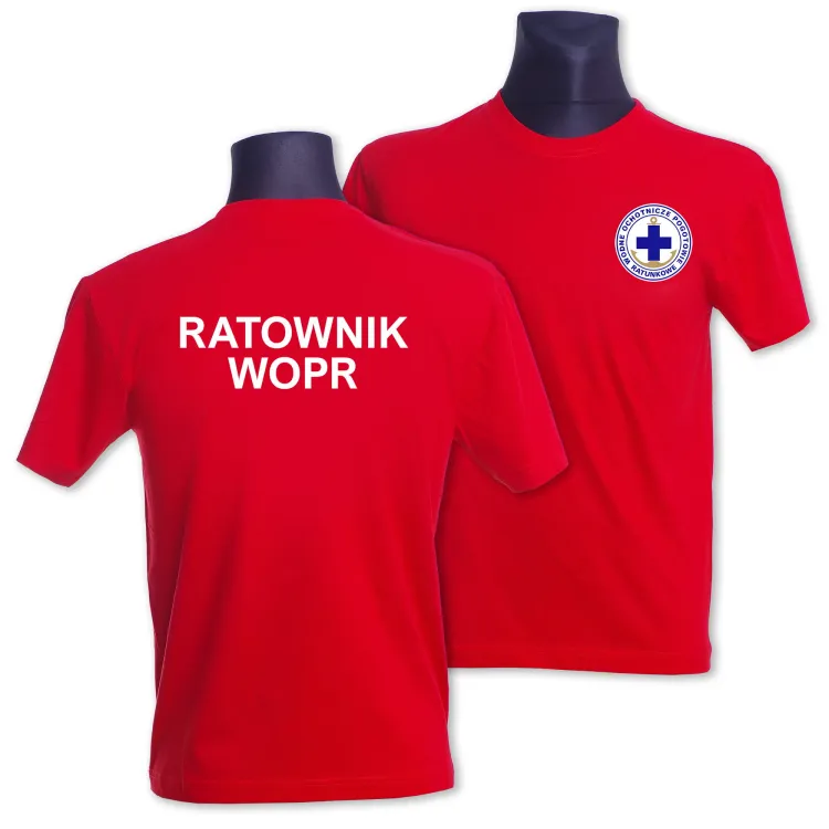 Koszulka męska logo WOPR / RATOWNIK WOPR czerwona
