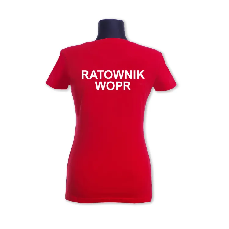 Koszulka damska logo WOPR / RATOWNIK WOPR czerwona