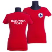 Koszulka damska logo WOPR / RATOWNIK WOPR czerwona