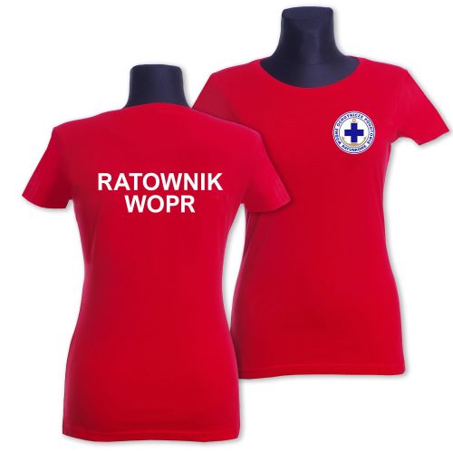 Koszulka damska logo WOPR / RATOWNIK WOPR czerwona