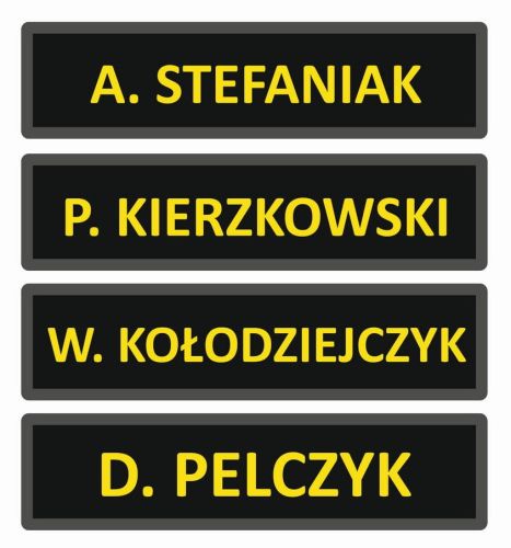 Imiennik wąski LPR yellow fluo na rzepie 12 x 3 cm