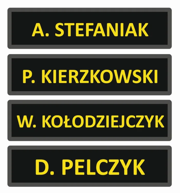 Imiennik wąski LPR yellow fluo na rzepie 12 x 3 cm