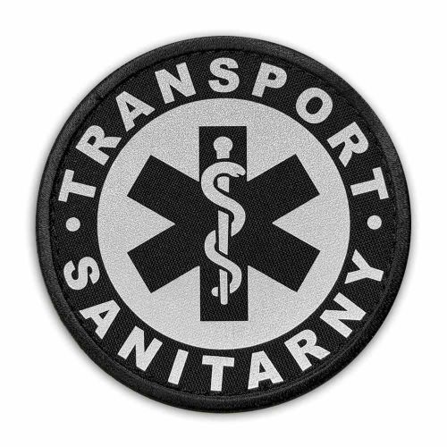 Emblemat odblaskowy TRANSPORT SANITARNY na rzepie 8,5 cm