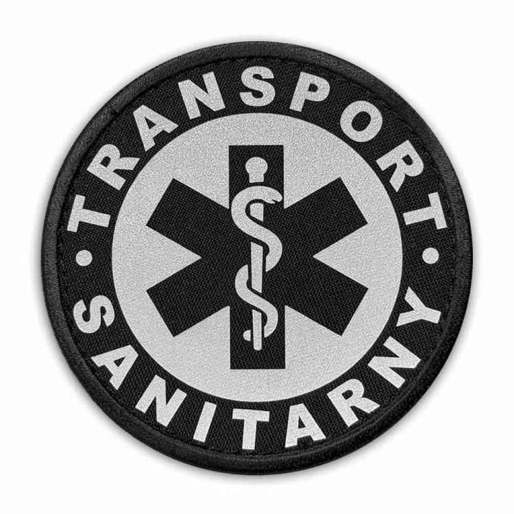 Emblemat odblaskowy TRANSPORT SANITARNY na rzepie 8,5 cm