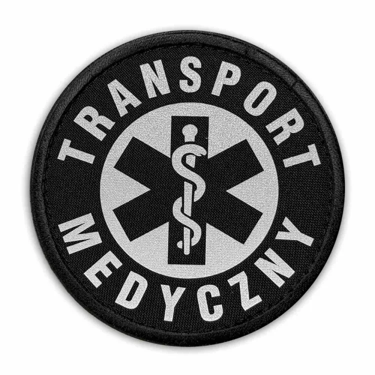 Emblemat odblaskowy TRANSPORT MEDYCZNY na rzepie 8,5 cm