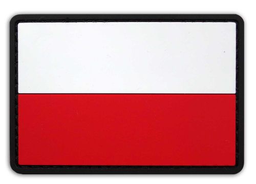 Emblemat Flaga Polski duża Guma 3D na rękaw podszyta rzepem 8,5 x 5,5 cm