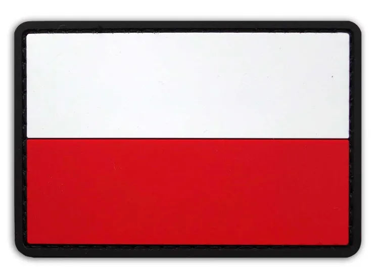 Emblemat Flaga Polski duża Guma 3D na rękaw podszyta rzepem 8,5 x 5,5 cm